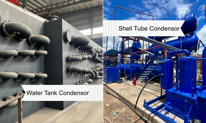 Systèmes de condensation de l'installation de recyclage par pyrolyse DOING Ligne de recyclage des pneus par pyrolyse en huile DOING